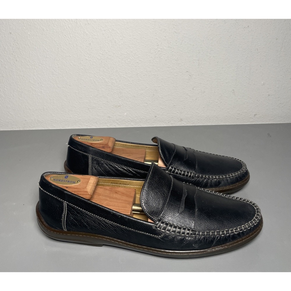 Cole Haan Men's Black Leather Penny Loafers 10.5M Made In Italy